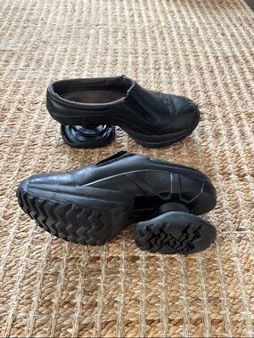 Black Comfort Slip-On Shoes with Shaped Heels